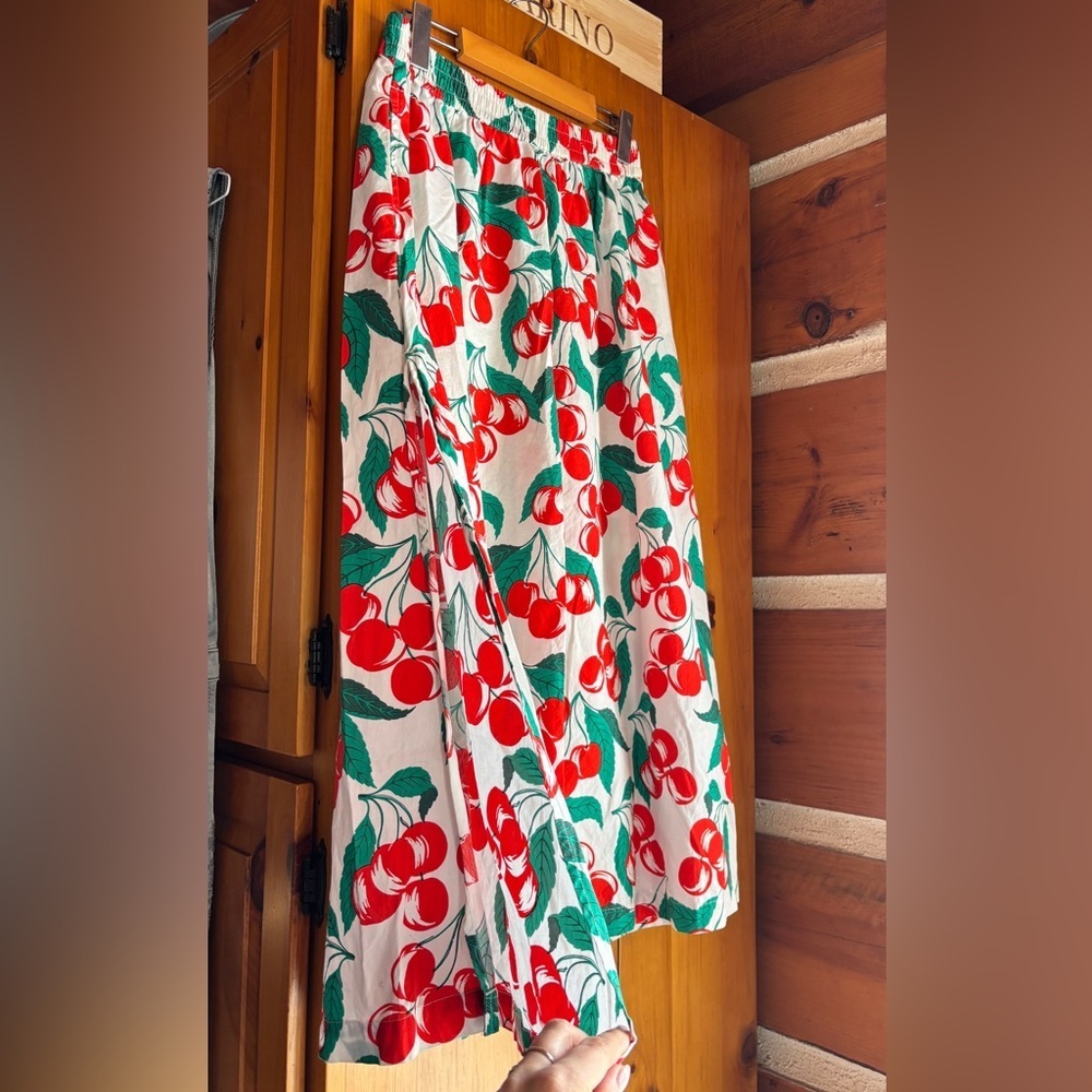 Benetton Cherry Print Set Crop Top & Midi Skirt – Size S - Picture 9 of 15